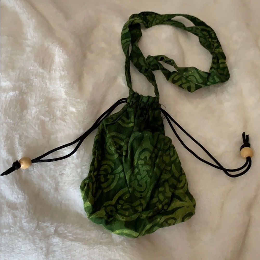 Handmade by missionary, drawstring pouch, purse.